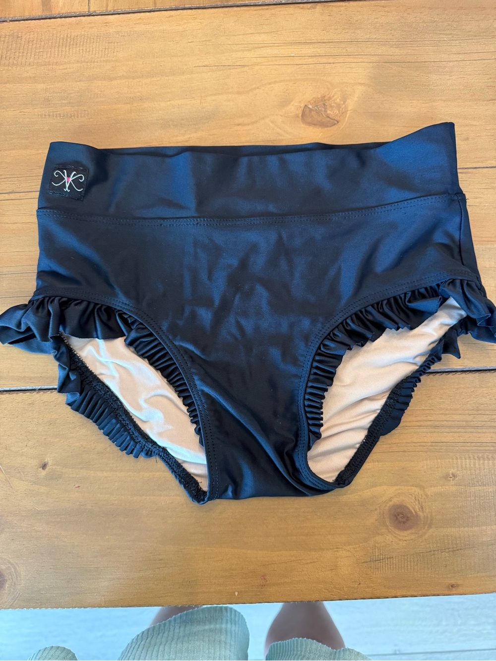 High-Waist Black Ruffle Dance Brief Bottom